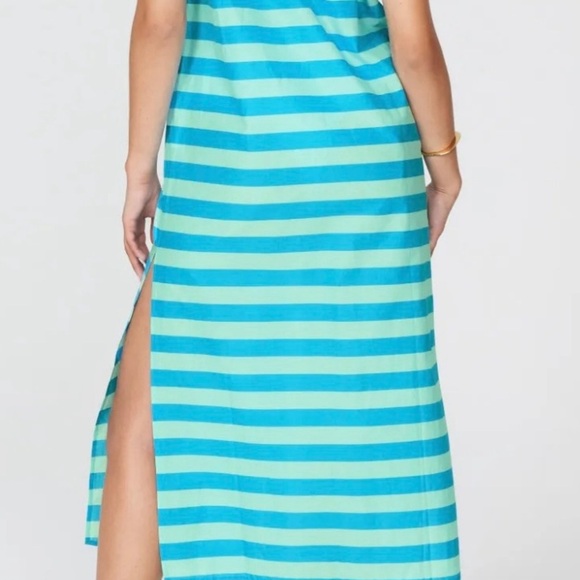 SOLID & STRIPED Oxford Tunic Maxi Aqua and White Striped - Size M - Picture 4 of 7